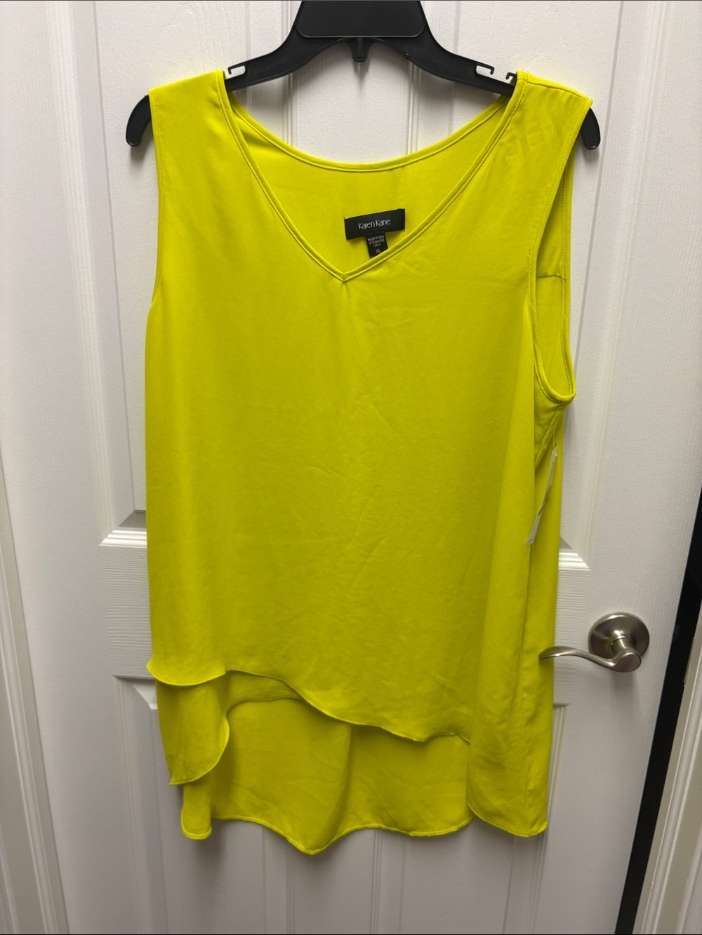 Karen Kane Neon Yellow Layered V-Neck Tank Top